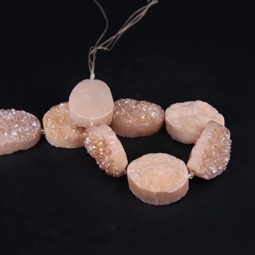 Approx10 шт/прядь шампанского титана натуральный кварц Druzy овальная плита самородок