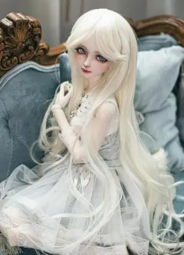 

NEW 1/3 22-24cm BJD SD DD Doll Wig Noble Wavy Milk white Long Curly Hair Wig