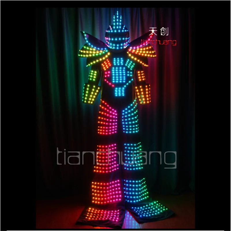 Рождественские RGB робот стильты светодиодные костюмы красосветильник Одежда