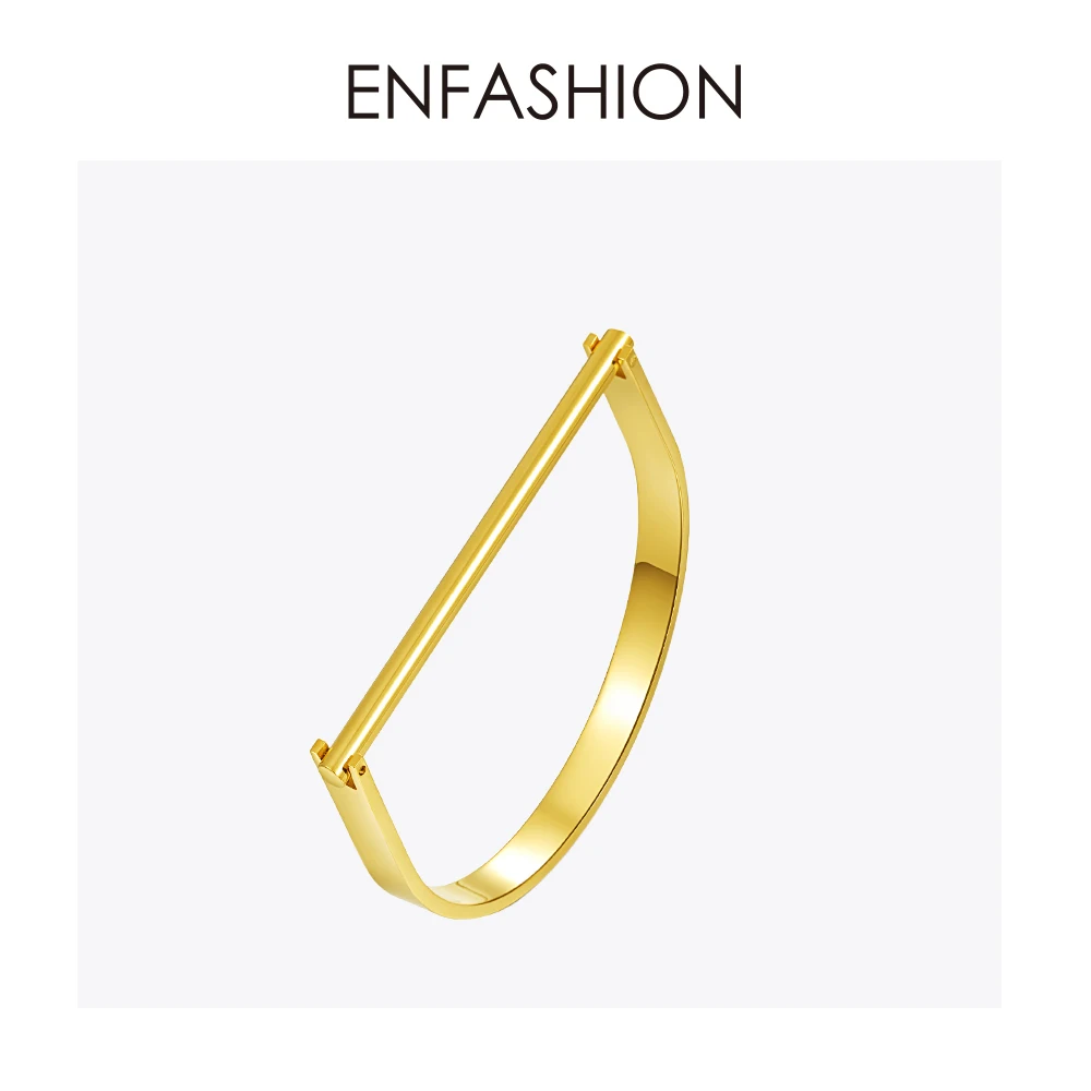 Enfashion современный Браслет манжета из нержавеющей стали золотого цвета браслет