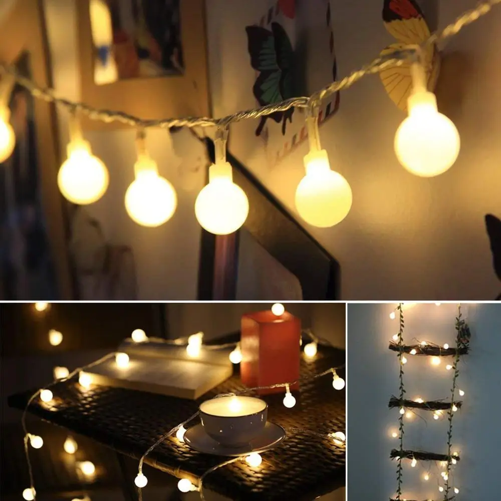 

1.5M 3M LED Ball String Light Fairy Garland Light Battery Powered Holiday Lamp For Christmas Tree Wedding Home Indoor Decoration
