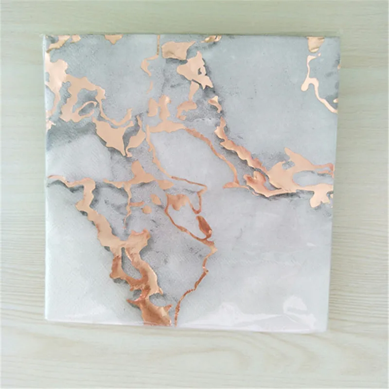 Marble Napkins 100 шт, бумажные пакеты розового золота, 5x7,5 дюймов, воздушные шары для салфеток, полосатые шары, звездные точки, Подарочный пакет для конфет, Свадебные товары для детской вечеринки - Цвет: Marble Napkins