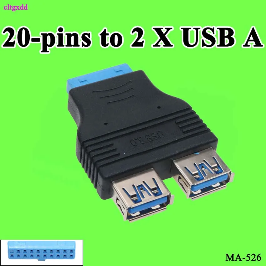 

cltgxdd Dual Port USB 3.0 to Motherboard Mainboard Internal 20pin Header Adapter,20-pins to 2 X USB A Female