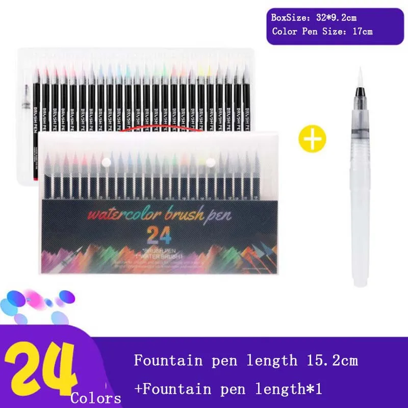 24colors 12 В/20 в/24 В/48 Цвет Премиум маркеры SoftSet воды Цвет кисть для рисования, ручка эффект Best для Цвет ing книги комиксов манга каллиграфия - Цвет: 24colors