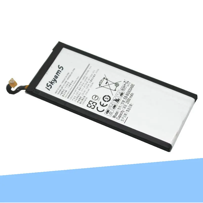 ISkyamS 1x2550 мА/ч EB-BG920ABE Замена литий-ионная аккумуляторная батарея для Samsung Galaxy S6 G9200