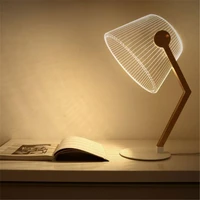 creative 3d effect led night lamp wood support acrylic lampshade desk light living room bedroom reading lamp with usb plug
