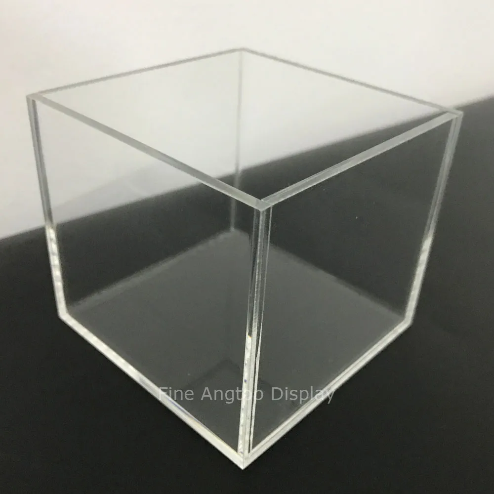 Acrylic 5 Sided Display Cube Jewelry Pedestal Art Sculpture Stand Display Box Column 10