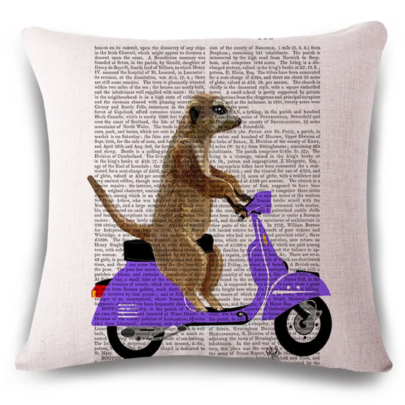 Ручная роспись газета животное Хлопок Лен печатная наволочка для кровати дома dec