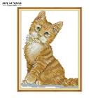 Вышивка крестиком с изображением кошки и цветов, вышивка крестиком с изображением животных 14ct 11ct Aida, Набор для вышивки крестиком на холсте DMC