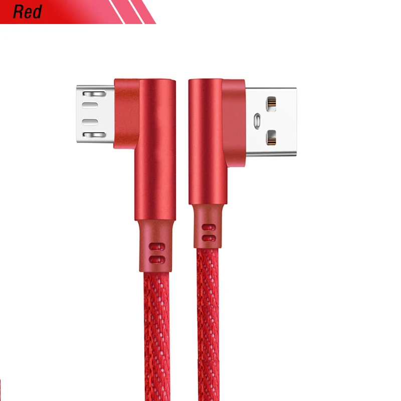 Красный 90 градусов под прямым углом Micro Usb кабель для передачи данных Micro Usb для huawei Honor 9i 8X Xiaomi Redmi 7 7A телефон зарядное устройство кабель Шнур - Цвет: Красный