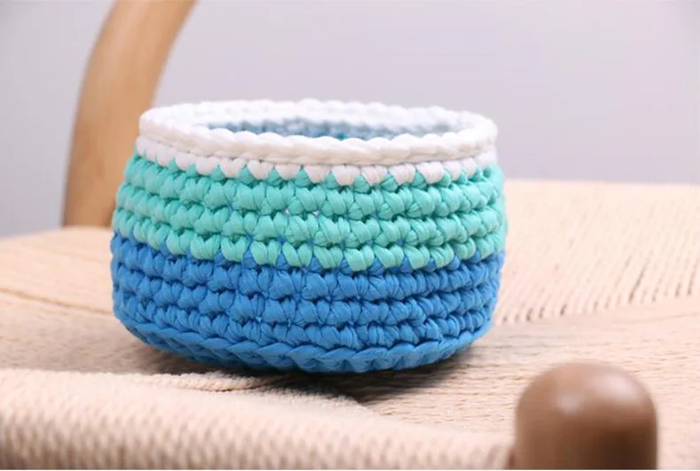 Карамельный цвет 32 метра DIY плетеная корзина из хлопчатобумажной пряжи Ручное Вязание крючком одеяло тряпичная кукла вязание крючком Пряжа
