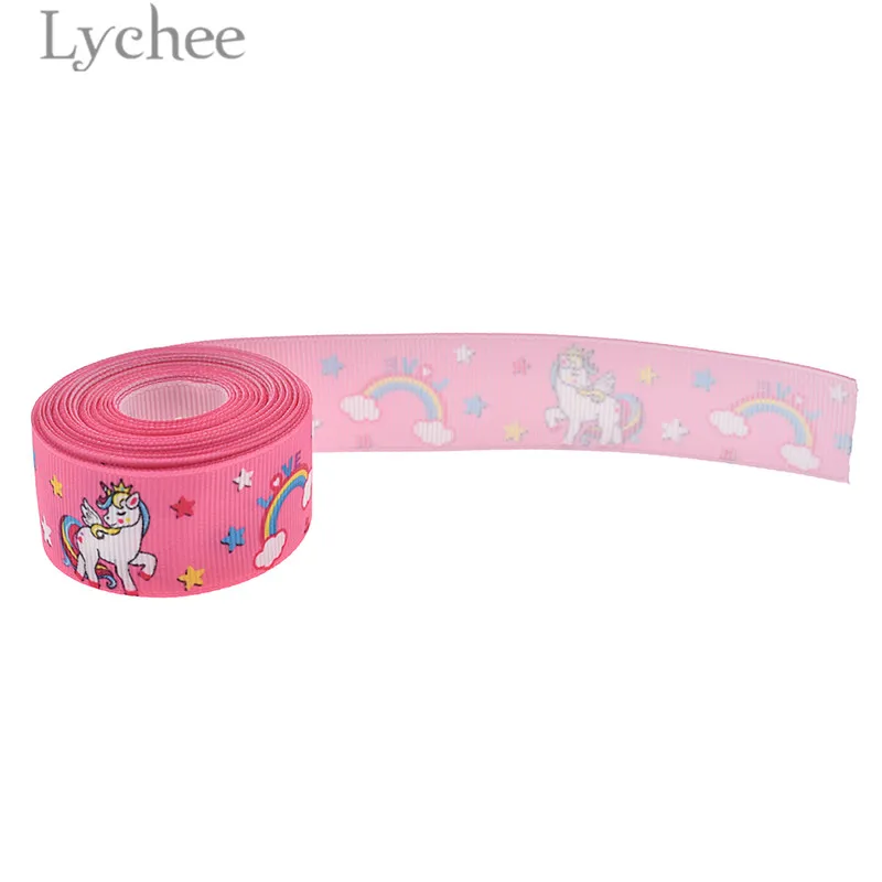 Lychee 5 ярдов единорог Радуга корсажная лента мультфильм ленты DIY Швейные материалы