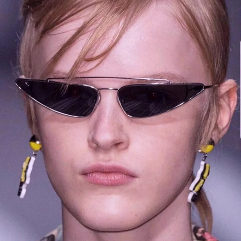 2018 маленькие солнцезащитные очки с треугольной металлической оправой женские