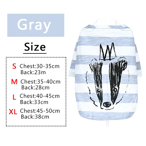 grey HOOPET Милая Одежда для собак, мягкие летние хлопковые футболки для щенков, футболка, костюм, одежда для маленьких домашних животных - Цвет: grey