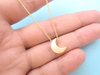 gift little half moon necklace simple crescent eclipse necklace small silvery moon necklace star sky universe planet jewelry