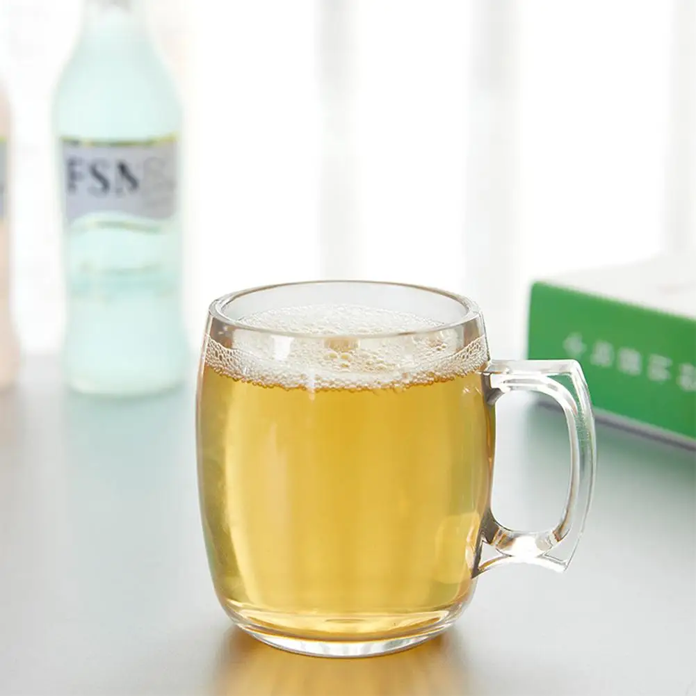 Большая емкость пивная кружка 320 мл ручка пластиковая прозрачная чашка для