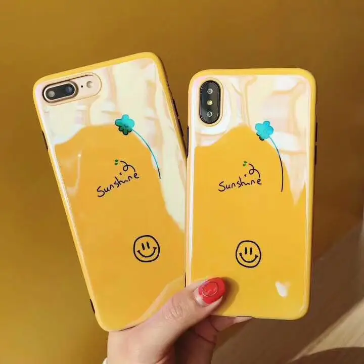 Солнце цветочек улыбающееся лицо Pattern Blue Light Высокое качество IMD TPU чехол для Iphone6 6