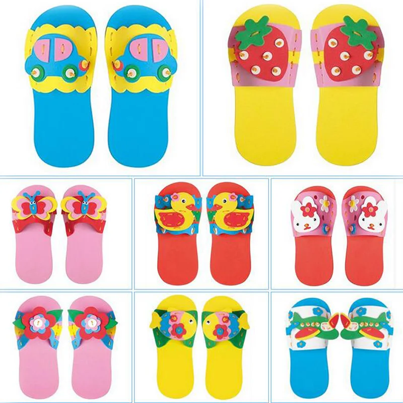 1 шт Красочные Креативные детские тапочки ручной работы EVA материал детский сад