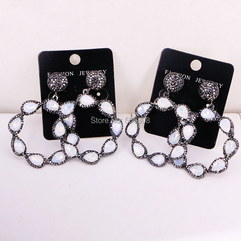 3 пары ZYZ326-0554 природа жемчуг/Кошачий глаз камень/howlite серьги цветы висячие серьги модные украшения для женщин подарок