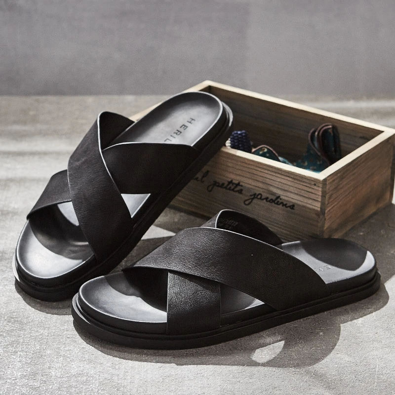 MYCOLEN/мужские летние Роскошные Нескользящие тапочки Домашние для пар черные