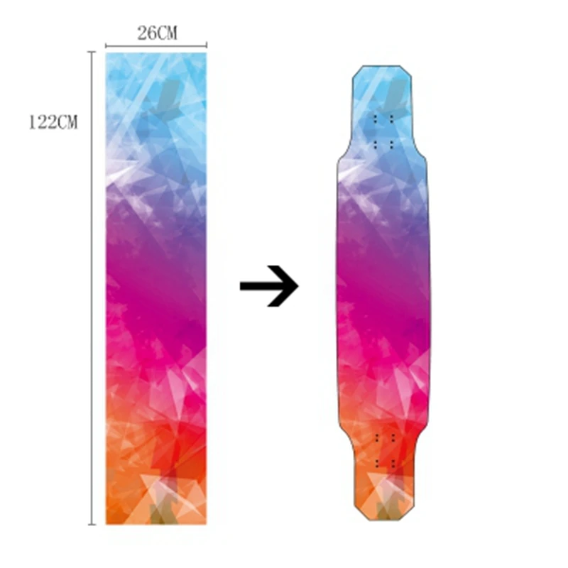 Многоцветный Скейтборд griptape длинная доска ручка лента 122*26 см - Цвет: Многоцветный