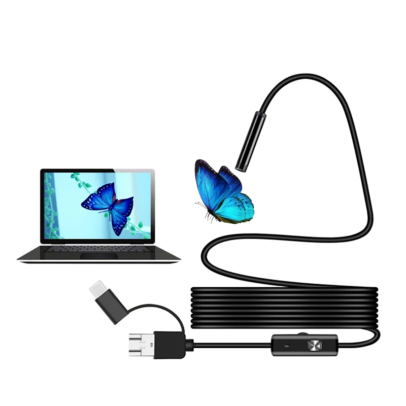 Эндоскоп с HD камерой 2021 дюйма 1200P USB C водонепроницаемый объектив 8 мм