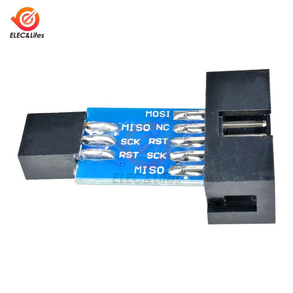 10 Pin до 6 Pin плата адаптера контактный разъем для AVRISP MKII USBASP STK500 AVR ISP плата преобразователя 10 Pin до 6 Pin черный/синий