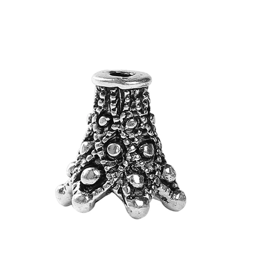 DoreenBeads цинковый сплав на основе античное серебро Сделай своими руками бусины крышки цветок(подходят Бусины Размер: 10 мм Диаметр.) 13 мм(4/") x 13 мм(4/8"), 10 шт