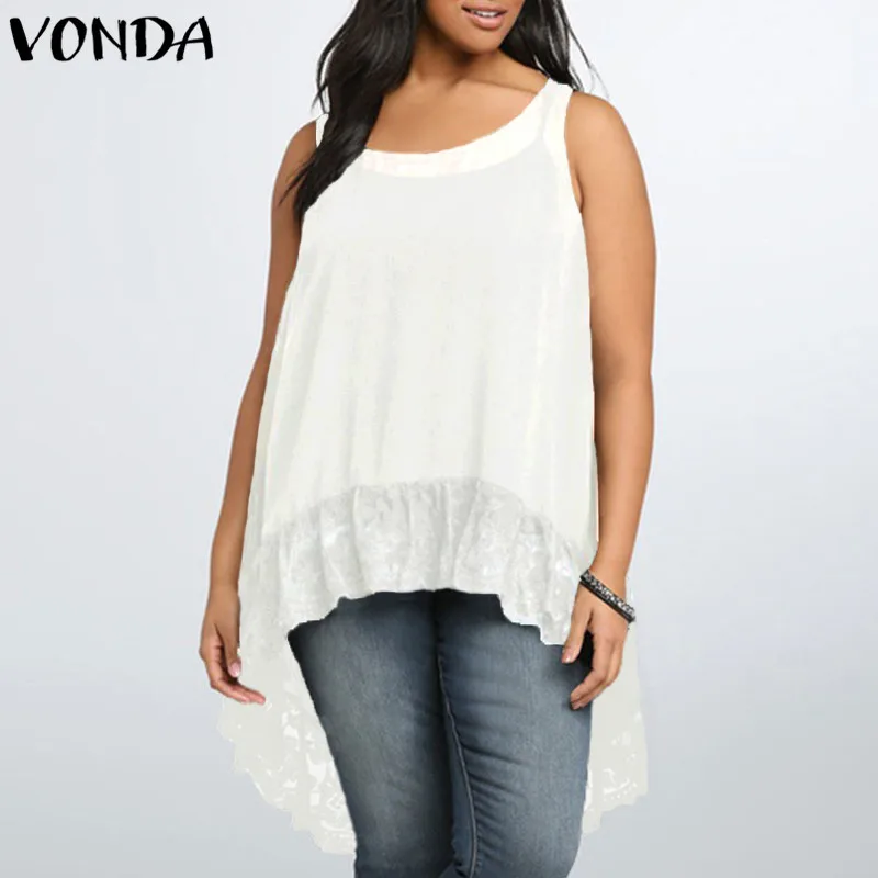 Женские Кружевные блузы свободного кроя повседневные однотонные ассиметричные