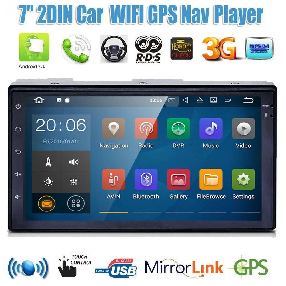 7 &quotдвойной 2Din автомобиля Радио Стерео MP5 плеер gps Nav OBD BT 3g Wi Fi FM Android 6 0 Авто Bluetooth |