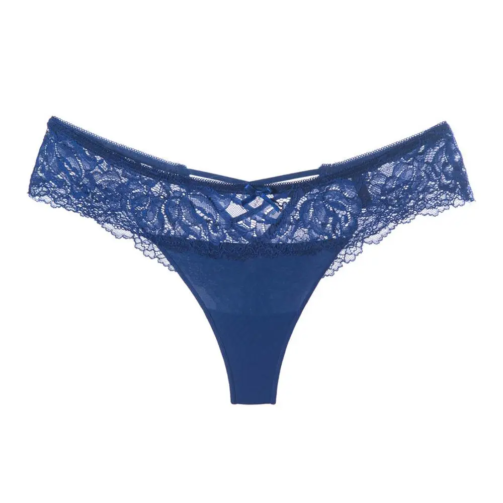 deep blue Nadaisy, сексуальное женское нижнее белье, кружевные прозрачные трусики размера плюс, стринги, полые, бесшовное белье, дамские танга, Ropa Interior Femenina - Цвет: deep blue