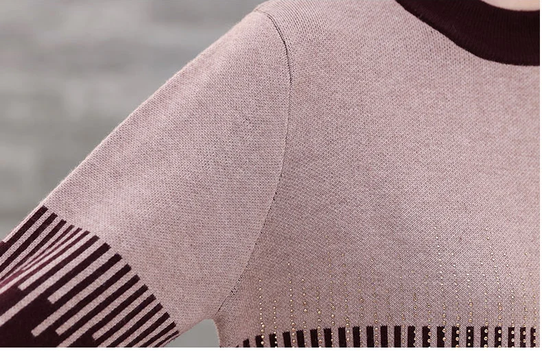 Для женщин кашемир Свитеры для Пуловеры 2017 осень-зима полосатый Винтаж Леди