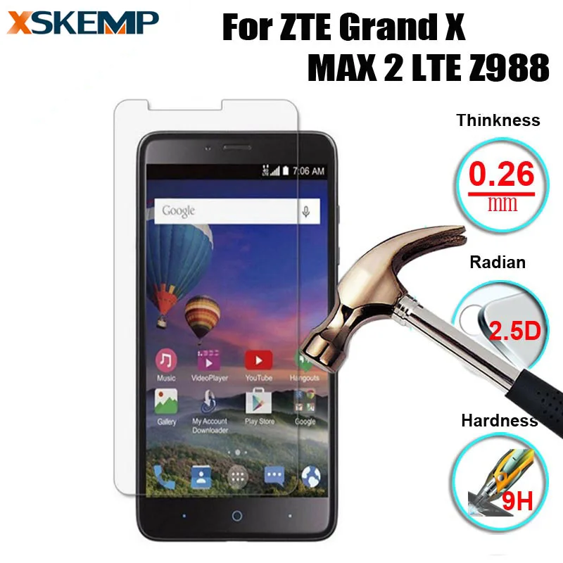 0 26 мм 9H закаленное стекло для ZTE Grand X MAX 2 LTE Z988 устойчивая к царапинам
