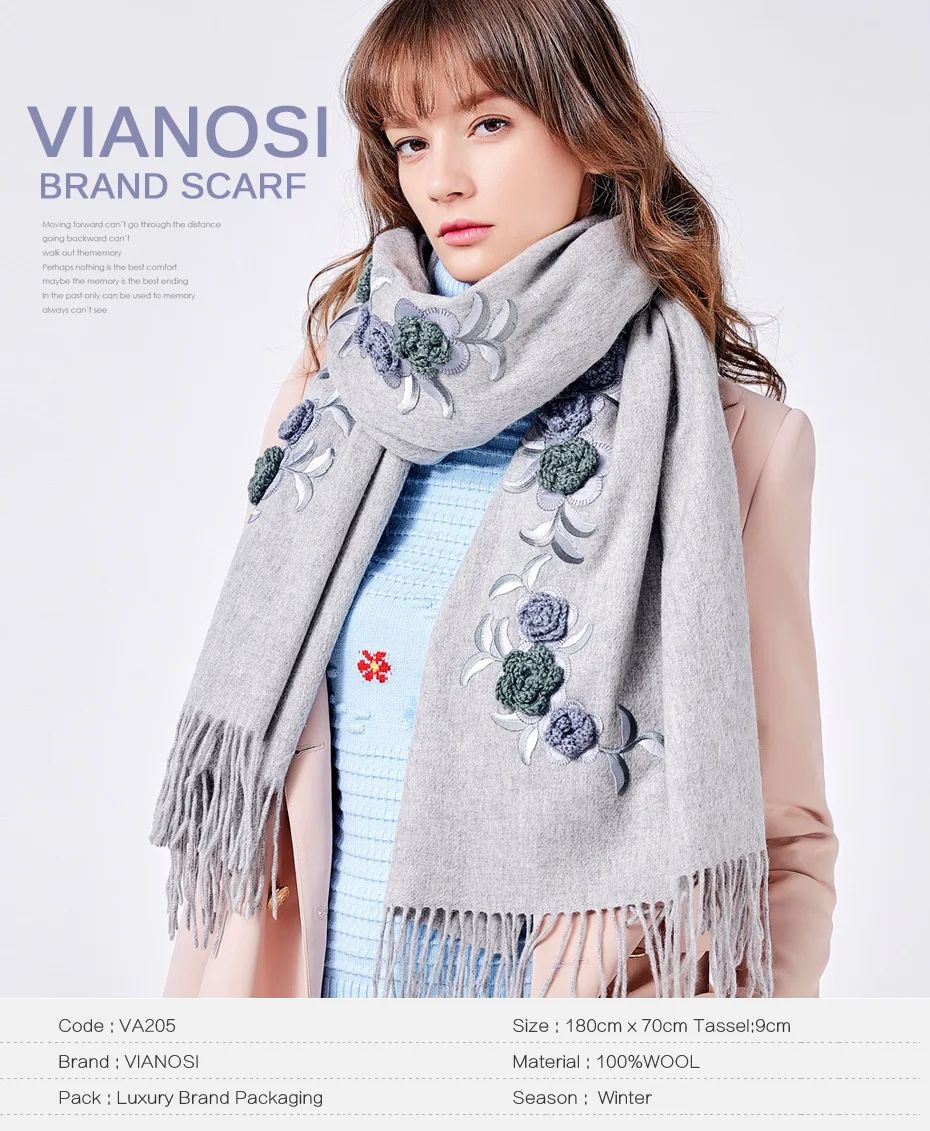 VIANOSI2019, дизайн, шерсть, шарф для женщин, зимние шарфы, высокое качество, ручная вышивка, шаль, Брендовое пончо, модная накидка VA205