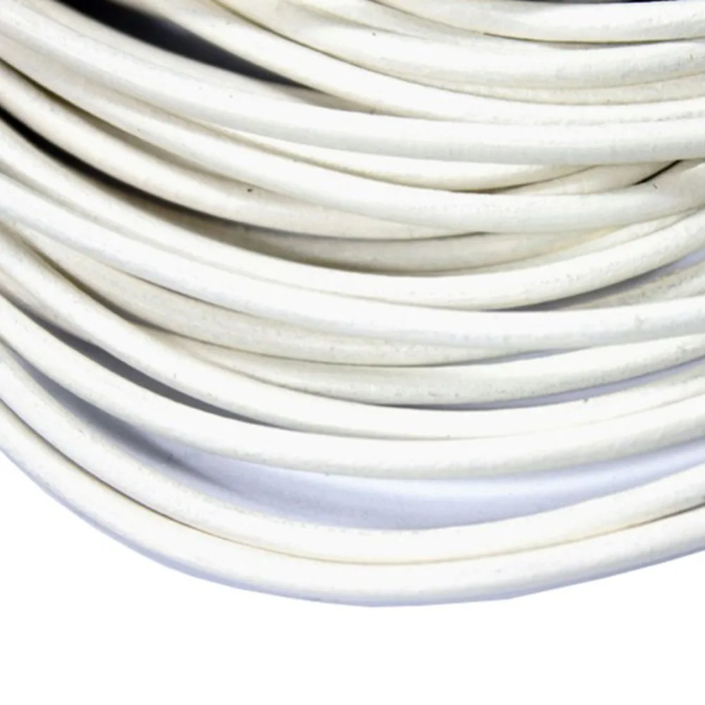 

Aaazee 5 Yards 3mm Diameter Round Real Cow Hide White Cord, Color Coated Genuine Leather Strap For DIY Bracelet Necklace