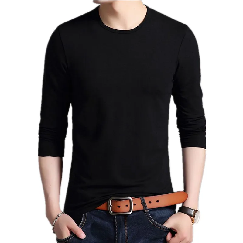 2018 новые футболки с длинным рукавом Стильный Slim Fit Футболка мужская повседневная