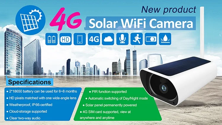 Outdoor 4G Solar Camera CCTV Video Security Surveillance GSM SIM Card WiFi Camera From LEEKGOVISION Factory