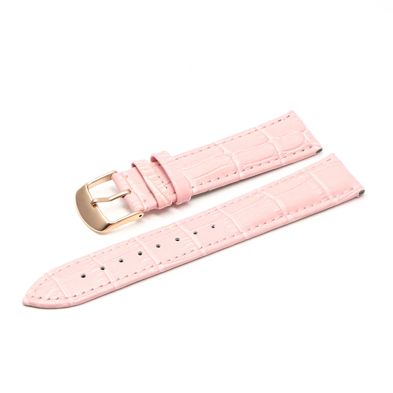 pink RG 12 14 16 18 19 20 21 22 24 мм ремешок из натуральной кожи роскошный ремешок для часов ремень наручные часы Дамский ремешок красный черный белый - Цвет ремешка: pink RG