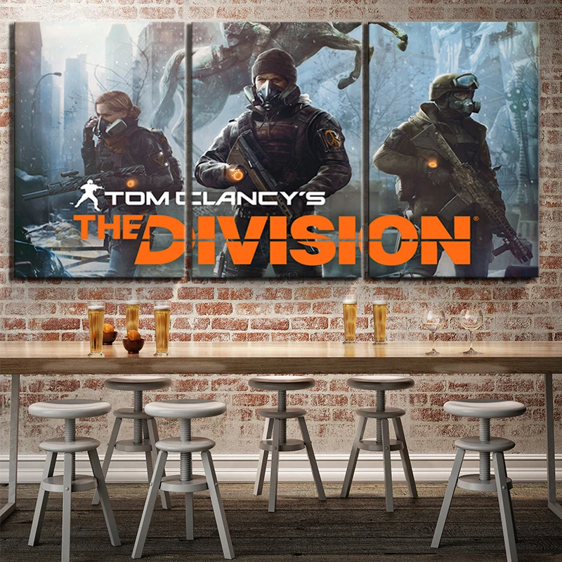 3 шт. HD Solider картины Tom Clancys The Division Shoot Game плакаты постеры художественное полотно