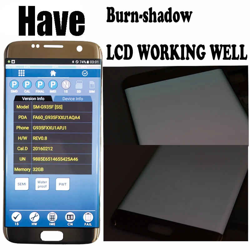 SUPER AMOLED 5.5'' Burn-Shadow LCD For Samsung Galaxy S7 Edge Display With Frame G935F G935FD LCD Screen Digitizer Assembly