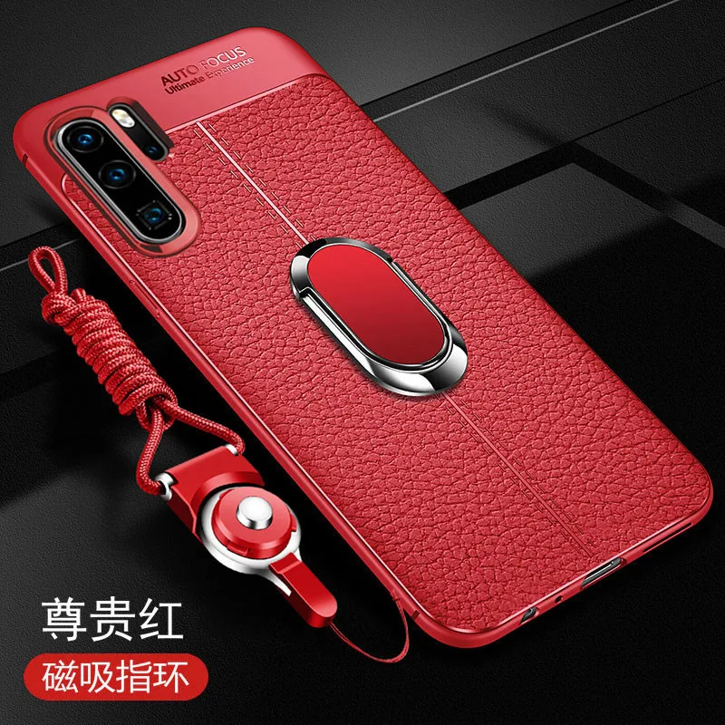 Для huawei p30 Pro Чехол, роскошный кожаный чехол с подставкой и кольцом, силиконовый защитный чехол на заднюю панель для huawei p30 lite p30