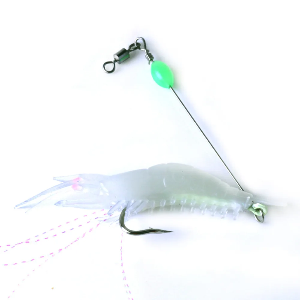 6Pcs/lot Soft Shrimp Fishing Lures With Glow Hook Luminous Bait 8cm 5.3g Fly Lead Carp Pesca Tackle | Спорт и развлечения