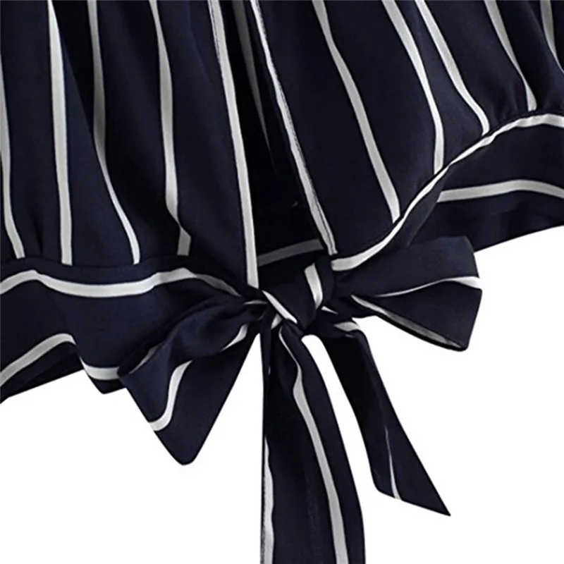 Женская футболка в полоску с V-образным вырезом свободного покроя | одежда