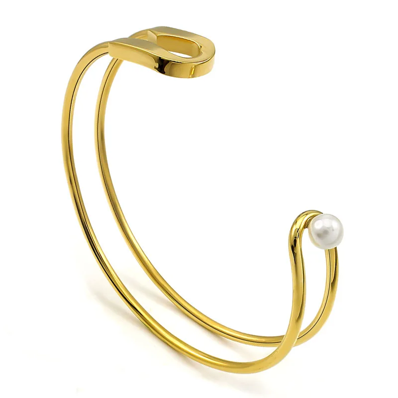 Полые женские и мужские ювелирные изделия Модный золотой/серебристый браслет