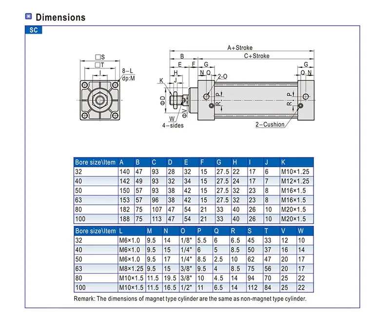CE ISO SC40 стандартные Воздушные цилиндры магнит клапана диаметр 40 мм Strock 25 до 300 ход