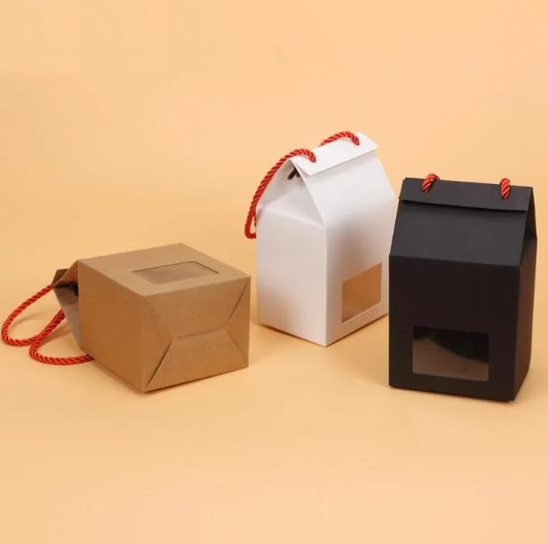 Qi 2017 новая коробка для конфет из крафт бумаги с прозрачным окошком белая упаковка