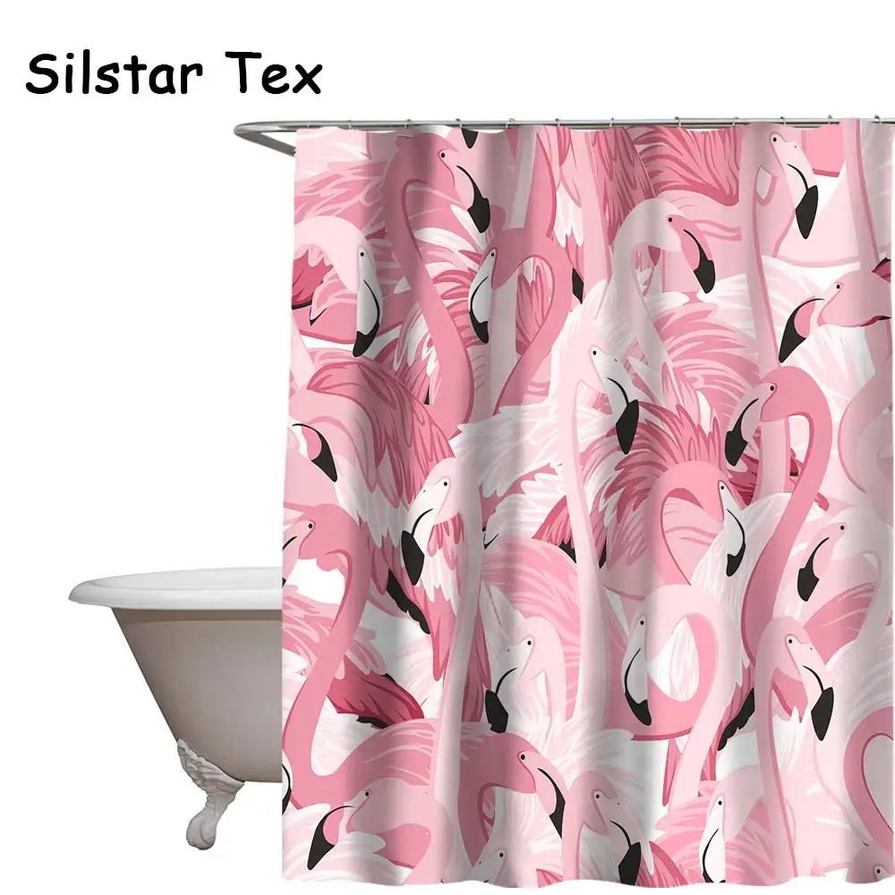 Silstar Tex красивый розовый Фламинго узор занавеска для душа s ванная Экологичная