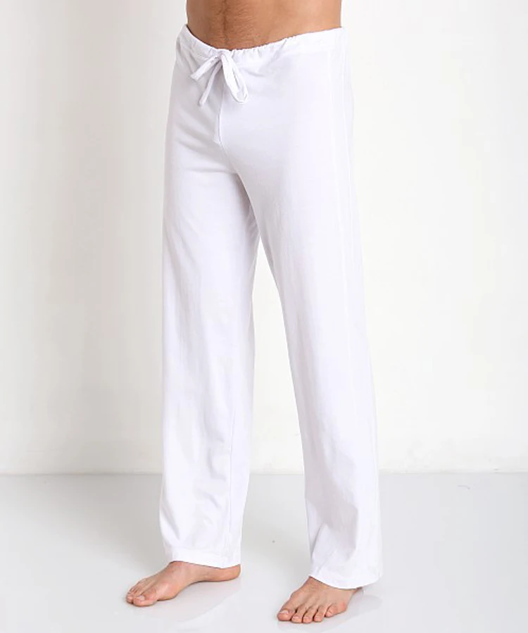 Men's easy straight cotton home pants pajama pants simple pure color line  slacks casual household