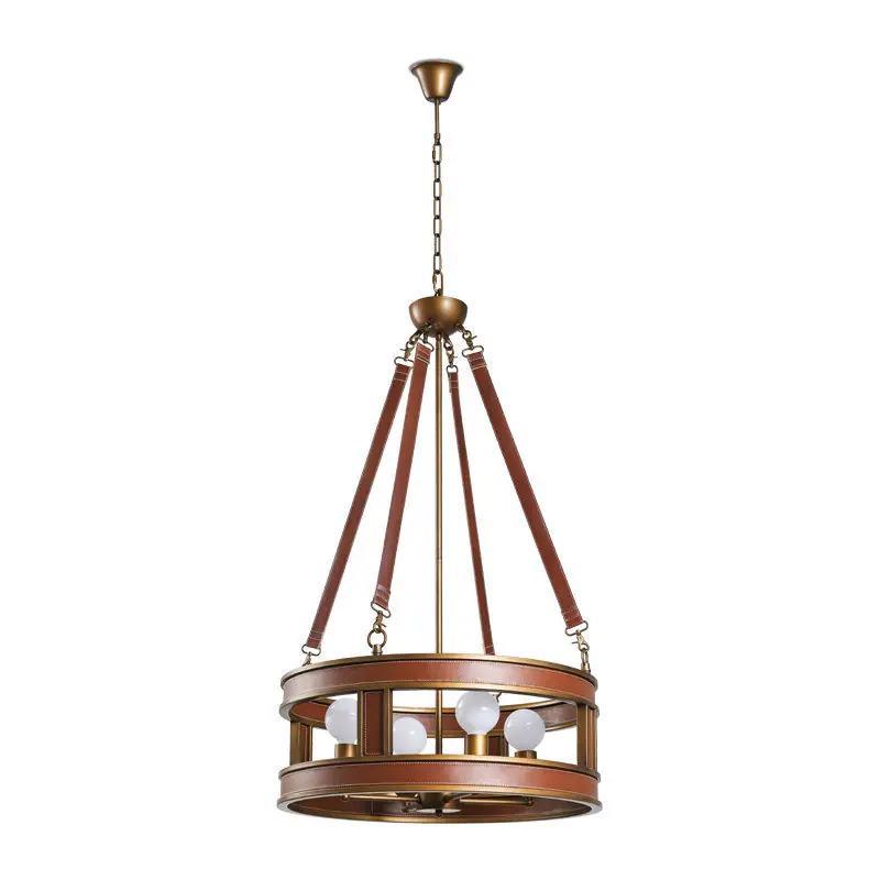 

Northern Europe LED Modern Leather Lamp Living Room Bedroom Retro Iron Pendant Lighting Home Restaurant Decoration Light Fixture