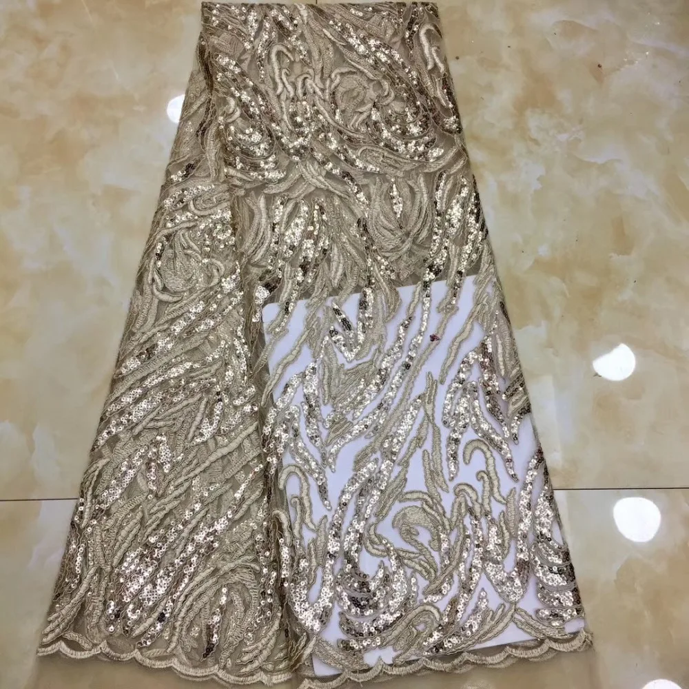 High Quality Nigerian Lace Fabrics Cheap Price Party Dress Tulle African Embroidered Mesh with Sequins | Дом и сад